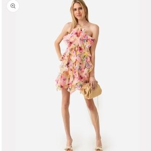NWOT MISA Los Angeles Miah Floral Ruffle Hello Yellow Floral Dress Size Small